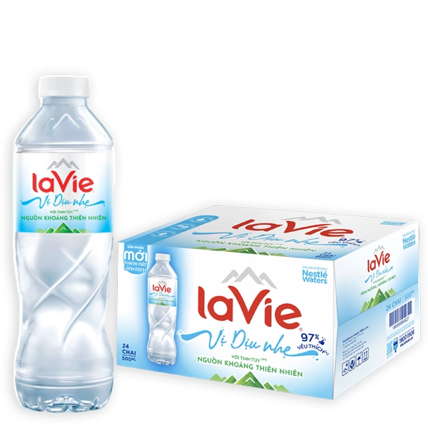 Giao Thùng Nước Lavie Vị Dịu Nhẹ 500ml (24 chai) tận nơi Biên Hòa